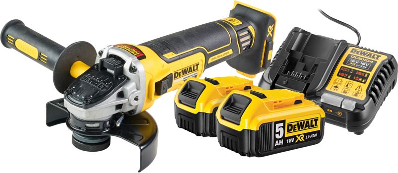 Foto van Dewalt dcg405nt-xj 5,0 ah accu (2x) starterspakket