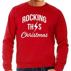 Foto van Rocking this christmas foute kerstsweater / kersttrui rood voor heren 2xl - kerst truien