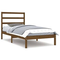 Foto van The living store bedframe grenenhout - modern - 100 x 200 cm - honingbruin