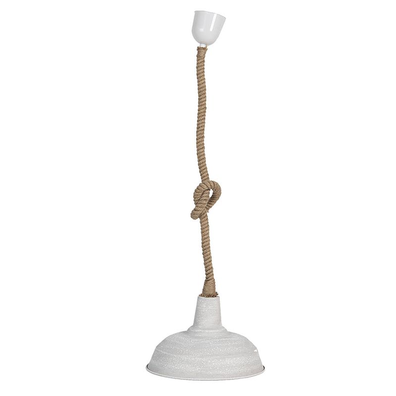 Foto van Haes deco - hanglamp - industrial - witte vintage / retro lamp, ø 25x16 cm - ronde hanglamp eettafel, hanglamp eetkamer