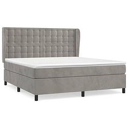 Foto van The living store boxspringbed - serenade - bedden - 203x163x118/128 cm - fluweel - lichtgrijs - pocketvering matras -