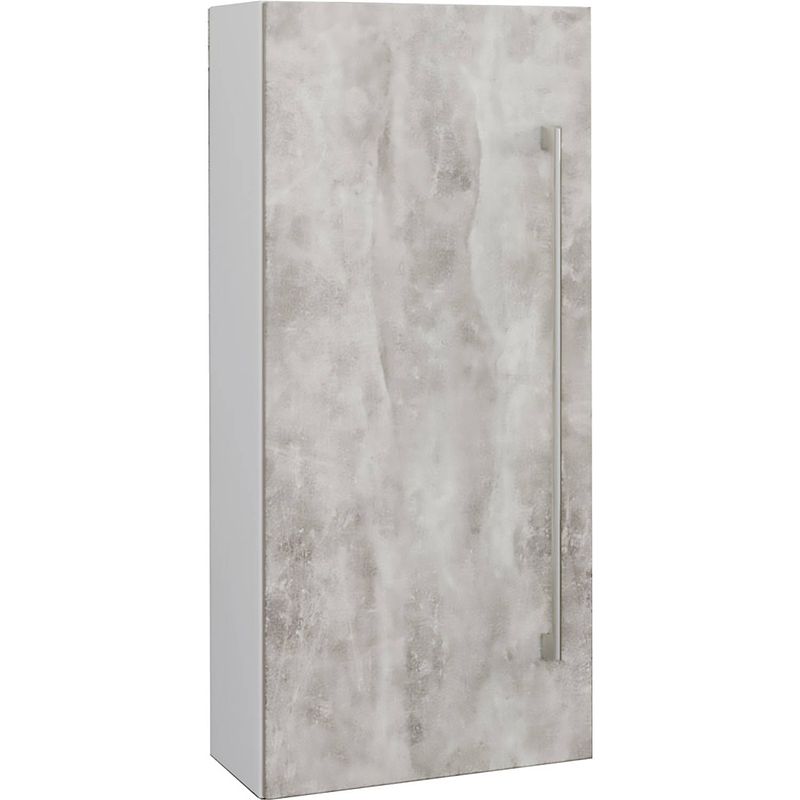 Foto van Vcb3 badkamerkast halfhoog met 1 deur, wit, betonlook.