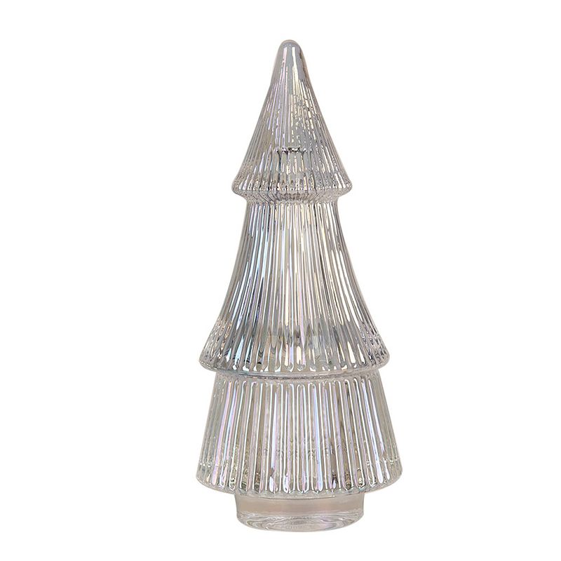 Foto van Clayre & eef glazen potje kerstboom ø 7x16 cm transparant glas voorraadpot deksel transparant voorraadpot deksel