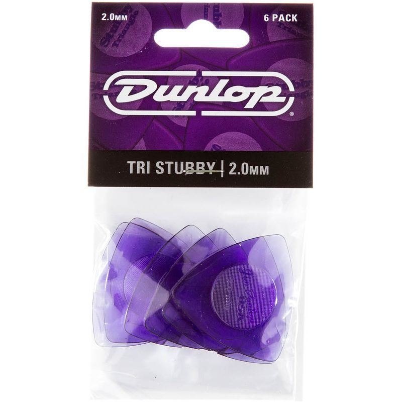 Foto van Dunlop tri stubby 2.0mm 6-pack plectrumset