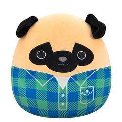 Foto van Squishmallows knuffel prince de bruine mopshond - 30 cm