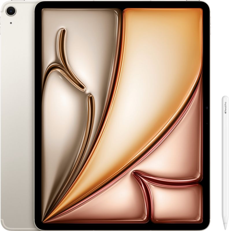 Foto van Apple ipad air (2024) 13 inch 128gb wifi + 5g witgoud + apple pencil pro