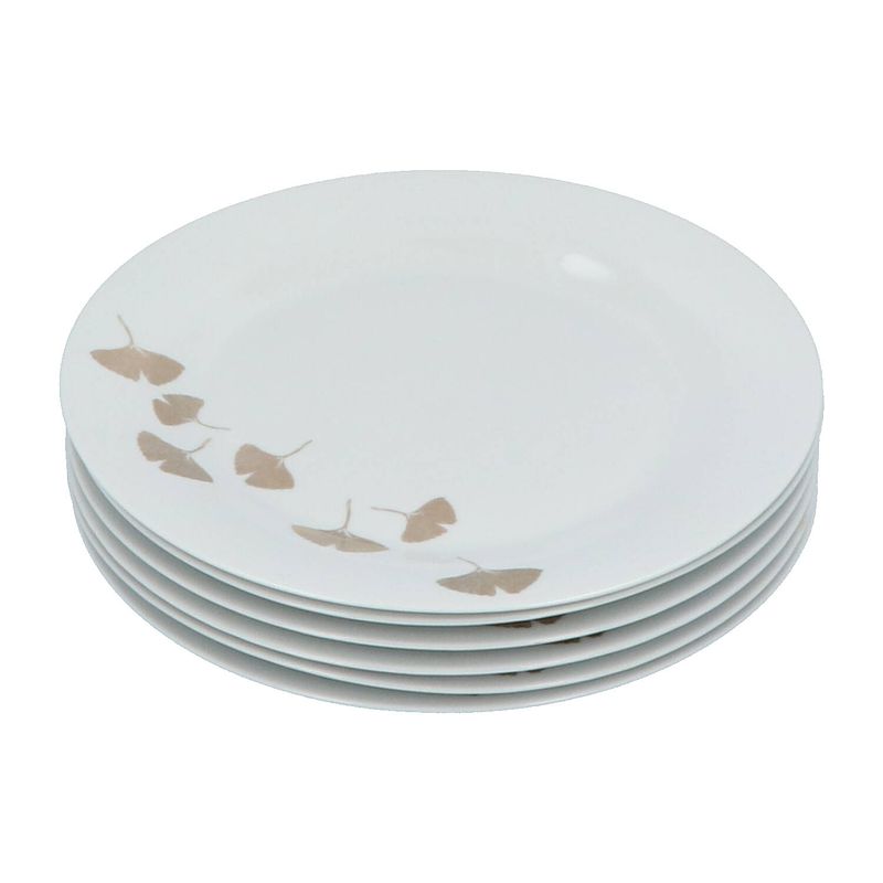 Foto van 4goodz porseleinen diner borden ginko set 6 stuks 27,5 cm - wit/goud