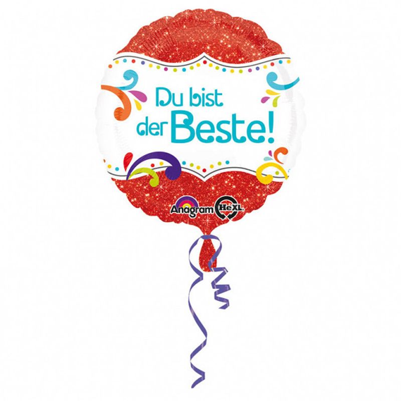 Foto van Anagram folieballon du bist der beste 43 cm rood/wit