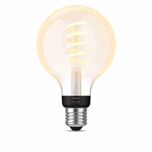 Foto van Philips hue filament globelamp g93 e27 1-pack warmkoelwit licht