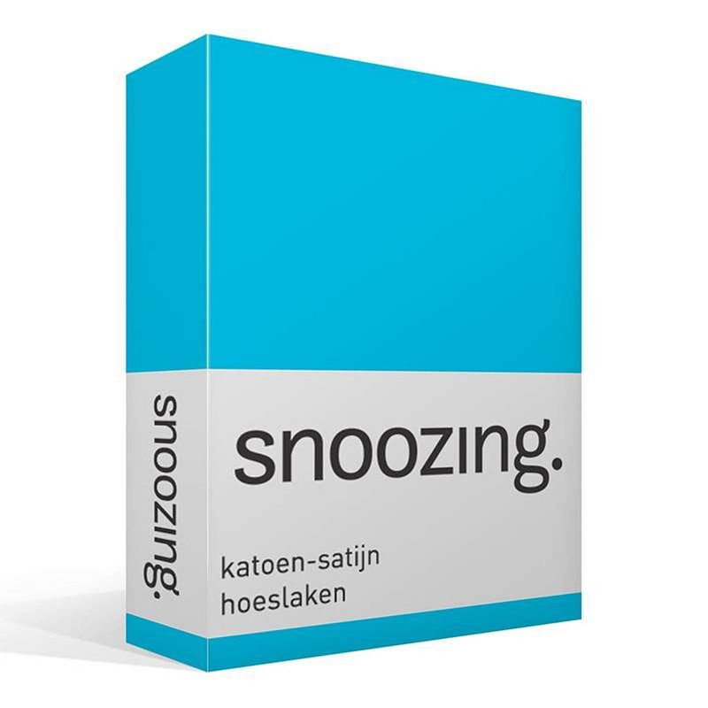 Foto van Snoozing - katoen-satijn - hoeslaken - 100x200 - turquoise