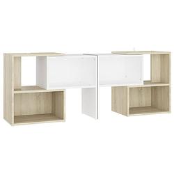 Foto van The living store tv-meubel modular - wit/sonoma eiken - 104 x 30 x 52 cm - functioneel en veelzijdig