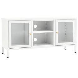 Foto van Infiori tv-meubel 105x35x52 cm staal en glas wit