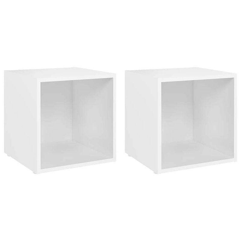 Foto van The living store tv-meubelen 2 st 37x35x37 cm bewerkt hout wit - kast