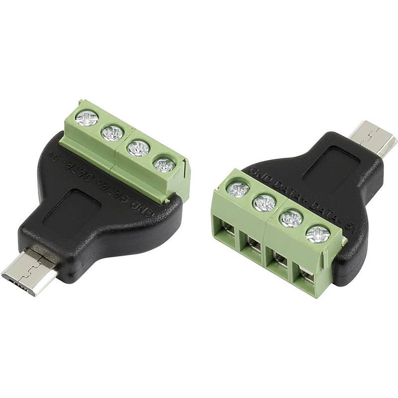 Foto van Usb-connector met schroefaansluiting stekker, recht mn-usb4m micro-usb-stekker type b 1572338 tru components 1 stuk(s)