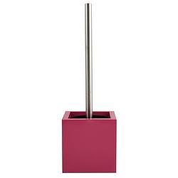 Foto van Msv toiletborstel in mdf houder/rvs wc-borstel - fuchsia roze - 37 cm - toiletborstels