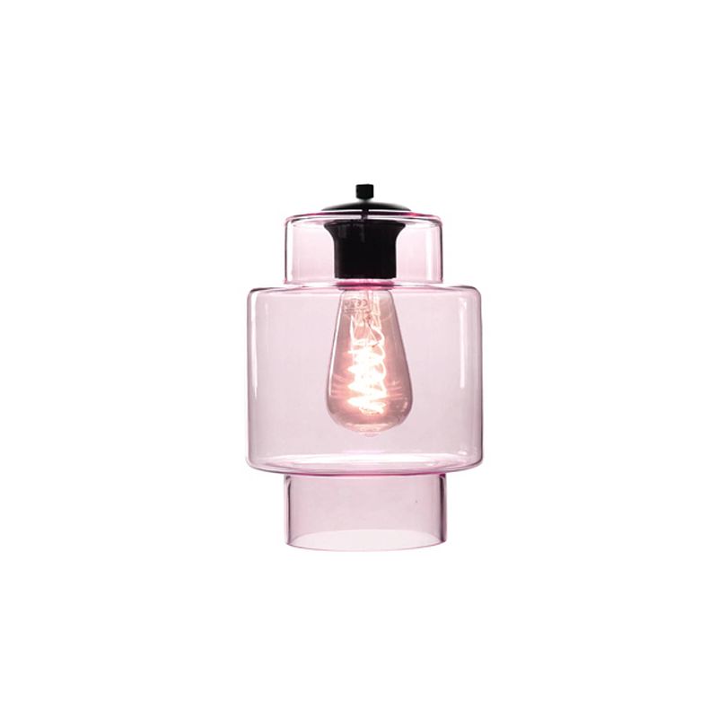 Foto van Light & design - hanglamp - industrieel - glas - roze - voor binnen - woonkamer - eetkamer - slaapkamer - hal