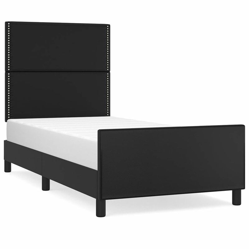 Foto van Vidaxl bedframe met hoofdbord kunstleer zwart 90x200 cm