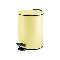 Foto van Spirella pedaalemmer cannes - geel - 5 liter - metaal - l20 x h27 cm - soft-close - toilet/badkamer - pedaalemmers