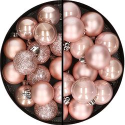 Foto van 30x stuks kunststof kerstballen lichtroze 3 en 4 cm - kerstbal