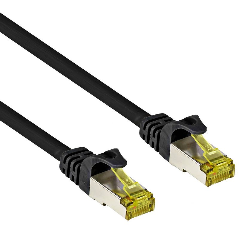 Foto van Cat 7 - s/ftp - netwerkkabel - patchkabel - afgeschermd - 10 gbps - 2 meter - zwart - allteq