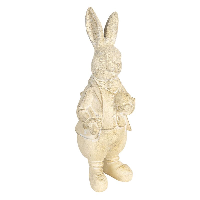 Foto van Clayre & eef decoratie beeld konijn 12*11*22 cm wit polyresin
