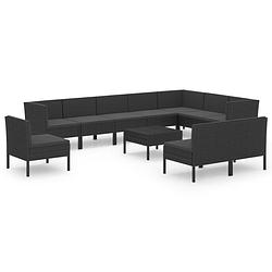 Foto van Vidaxl 11-delige loungeset met kussens poly rattan zwart