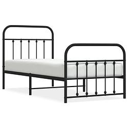 Foto van Vidaxl bedframe met hoofd- en voeteneinde metaal zwart 90x190 cm