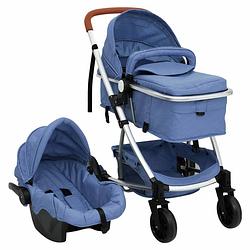 Foto van Vidaxl kinderwagen 3-in-1 aluminium marineblauw