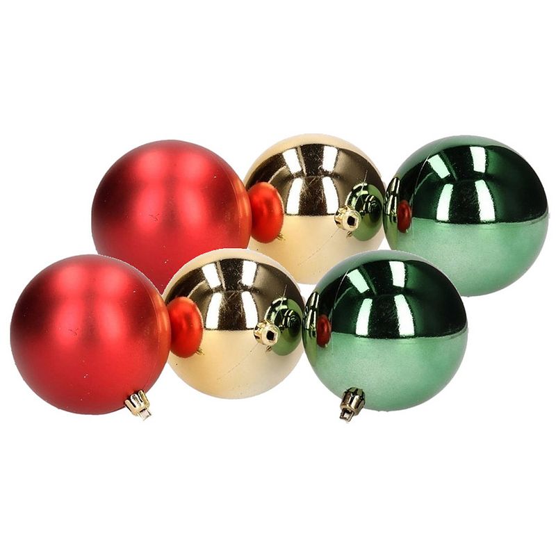 Foto van 12-delige kerstballen set rood/groen - kerstbal