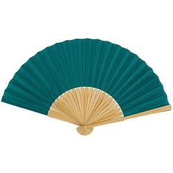 Foto van Spaanse handwaaier - pastelkleuren - smaragd groen - bamboe/papier - 21 cm - verkleedattributen