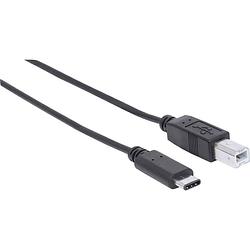 Foto van Manhattan usb-kabel usb 2.0 usb-b stekker, usb-c stekker 2.00 m zwart 354950