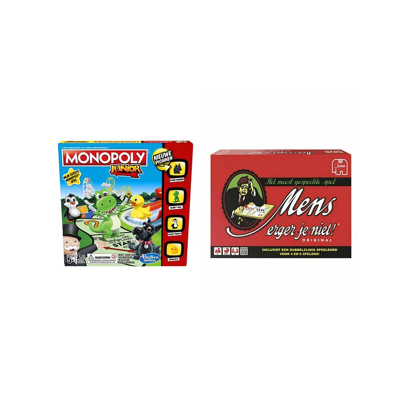 Foto van Spellenbundel - bordspel - 2 stuks - monopoly junior & mens erger je niet