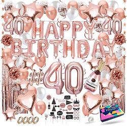 Foto van Fissaly® 40 jaar rose goud verjaardag decoratie versiering - helium, latex & papieren confetti ballonnen