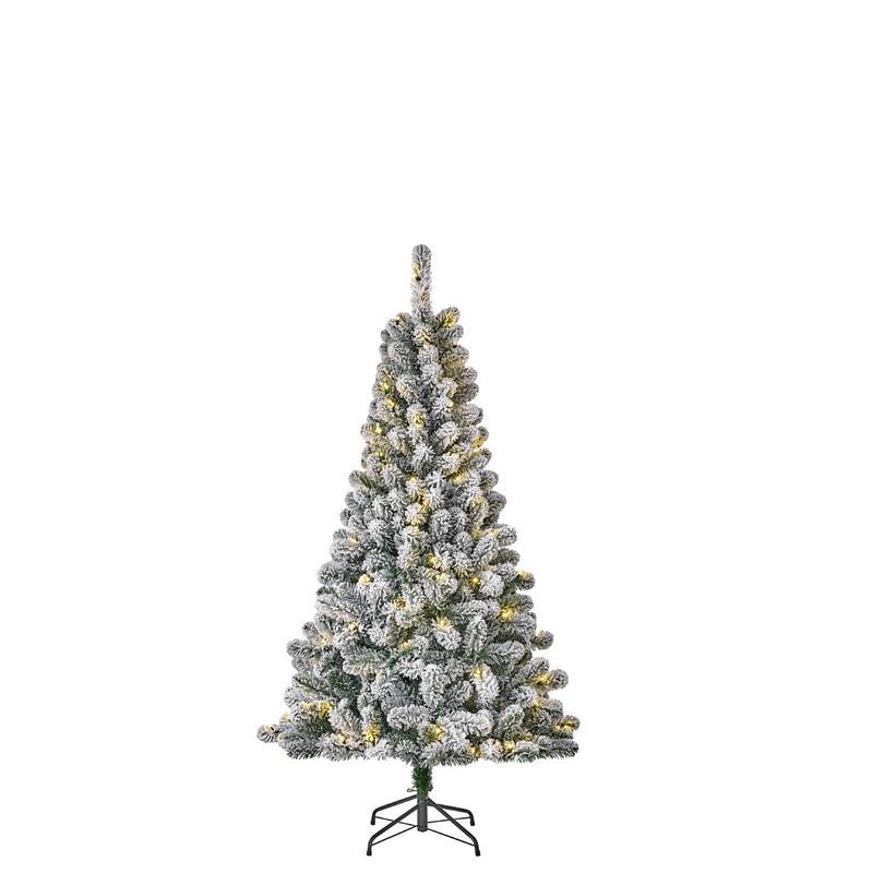 Foto van Black box - millington kunstkerstboom groen led frosted 80l h155 d86 cm