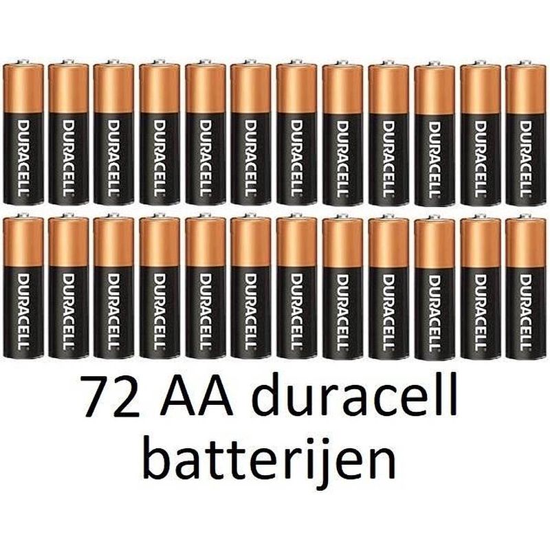 Foto van 72 stuks aa duracell alkaline batterijen