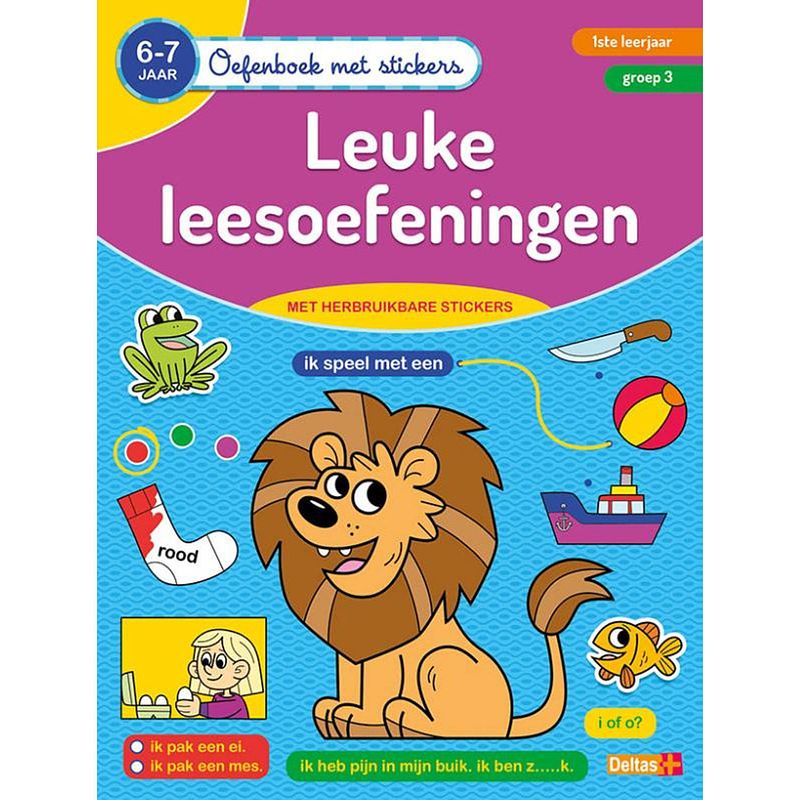 Foto van Deltas oefenboek met stickers - leuke leesoefeningen 6-7 j.