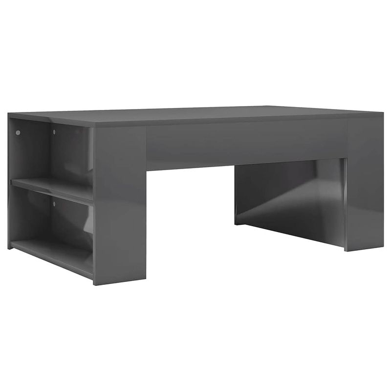 Foto van The living store salontafel - hoogglans grijs - 100 x 60 x 42 cm - stevig en eenvoudig schoon te maken