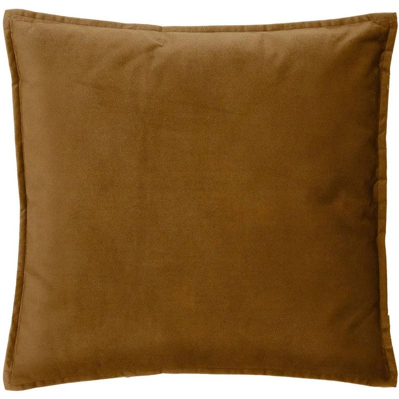 Foto van Bank/sierkussens huiskamer sophia - 55 x 55 cm - goud/bruin - polyester - met rits - sierkussens