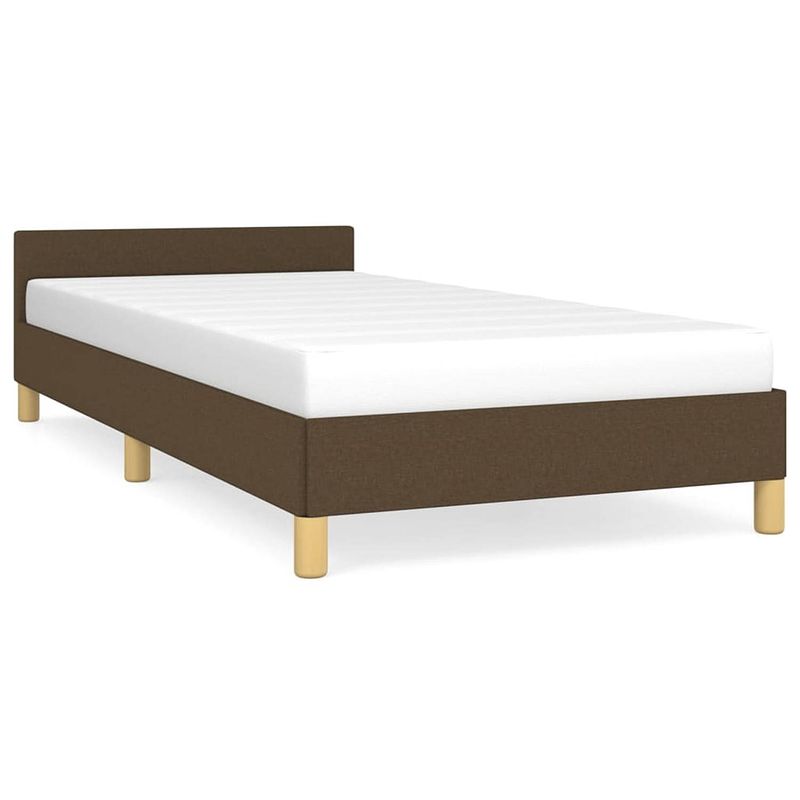 Foto van The living store bedframe met hoofdeinde stof donkerbruin 90x200 cm - bed