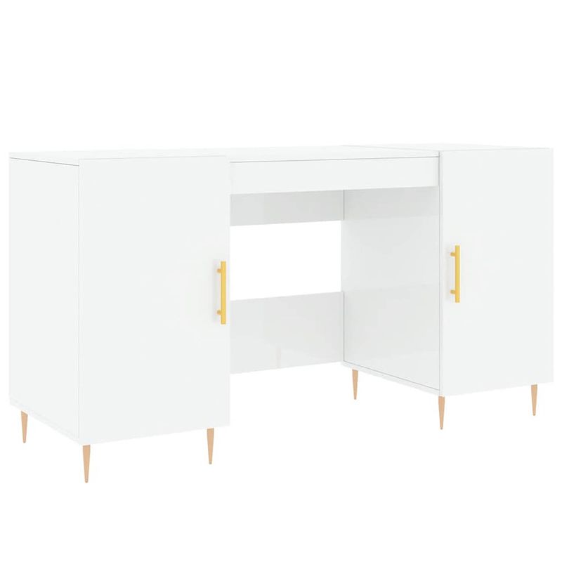 Foto van The living store bureau - studie en werkruimte - 140x50x75 cm - hoogglans wit