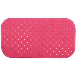 Foto van Msv douche/bad anti-slip mat badkamer - rubber - fuchsia roze - 36 x 65 cm - badmatjes