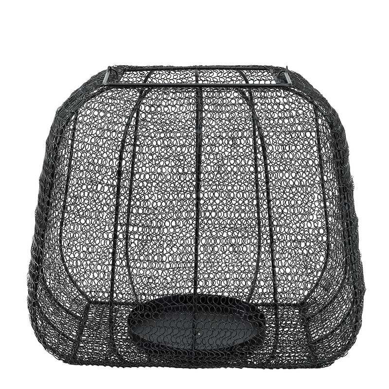 Foto van Ptmd rayna black metal lantern fixed wire square l