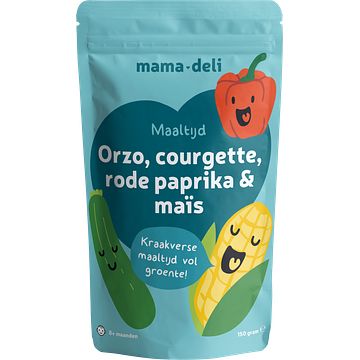 Foto van Mama deli maaltijd orzo, courgette, rode paprika & mais 8+ maanden 150g bij jumbo