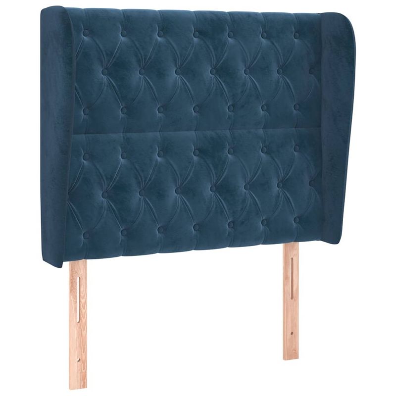 Foto van Vidaxl hoofdbord met randen 103x23x118/128 cm fluweel donkerblauw