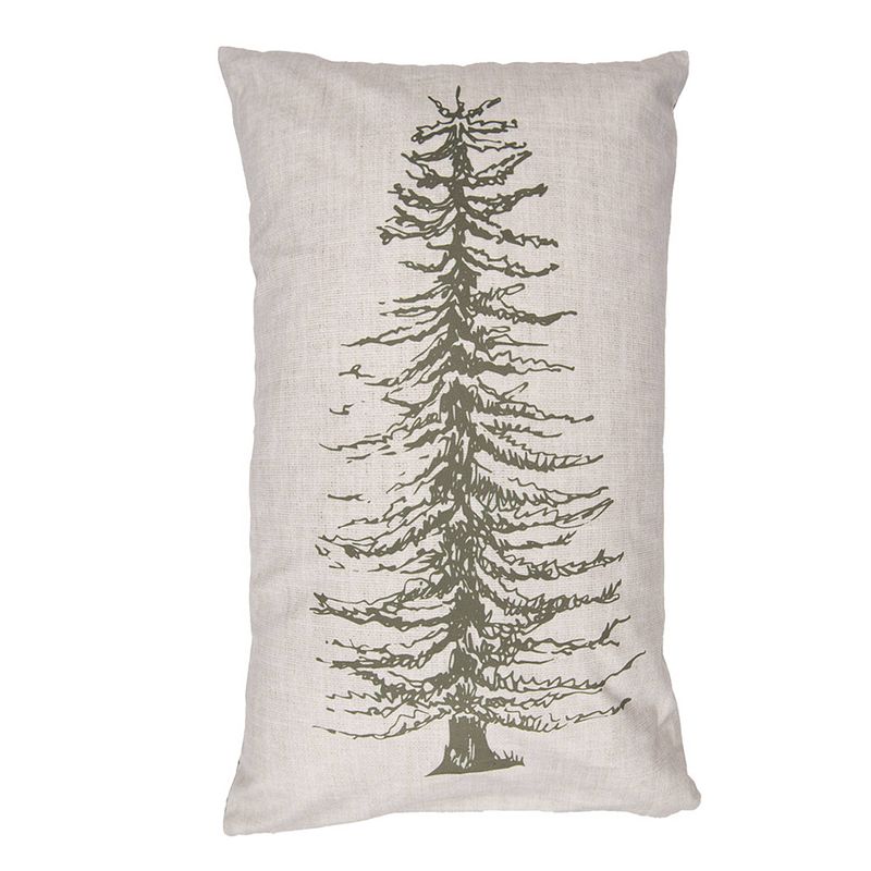 Foto van Haes deco - kerst kussenhoes 30x50 cm - beige - collectie: natural pine trees - sierkussen, kussenhoes