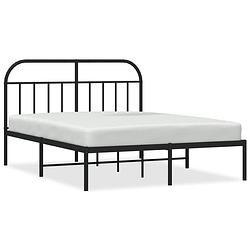 Foto van Vidaxl bedframe met hoofdbord metaal zwart 135x190 cm