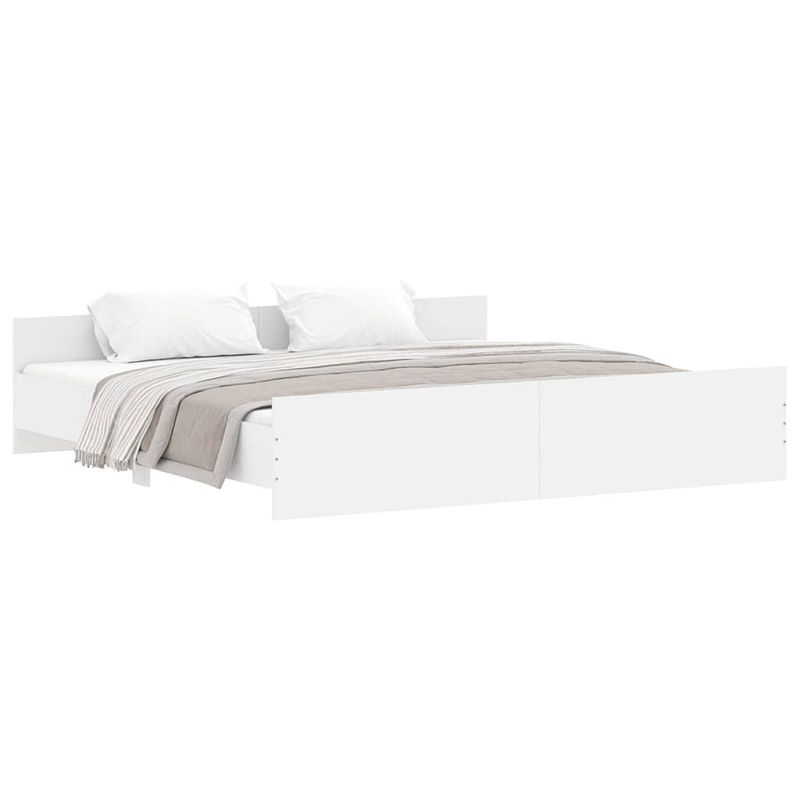 Foto van Vidaxl bedframe met hoofd- en voeteneinde wit 180x200 cm