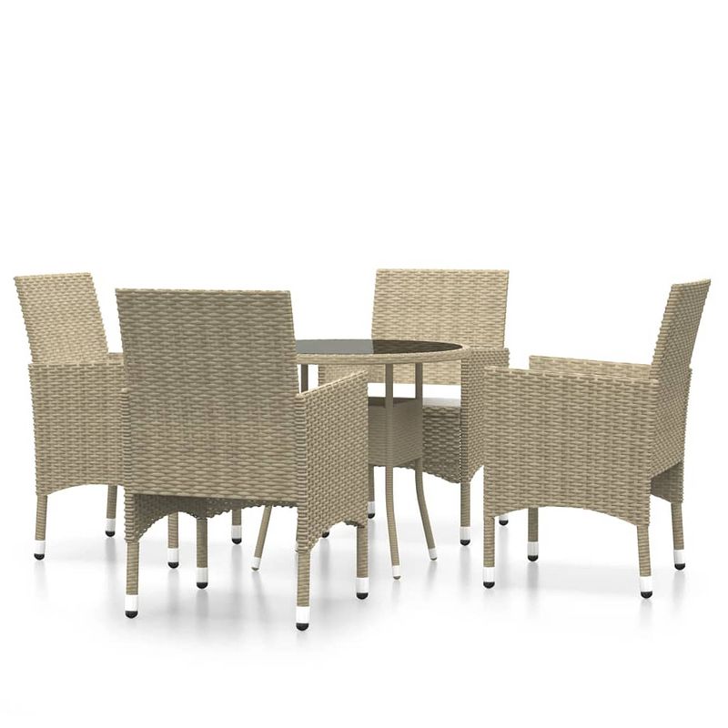 Foto van Vidaxl 5-delige tuinset poly rattan beige