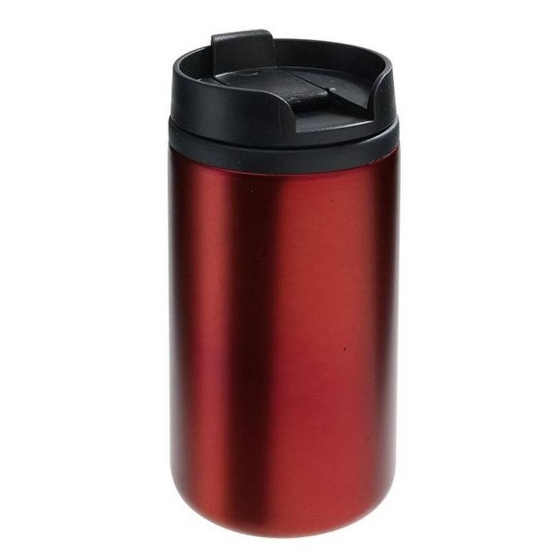 Foto van Dubbelwandige thermobeker metallic rood 290 ml - thermosbeker