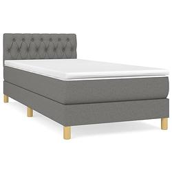 Foto van The living store boxspringbed - stof - pocketvering - middelhard - 193x90x78/88 cm - donkergrijs